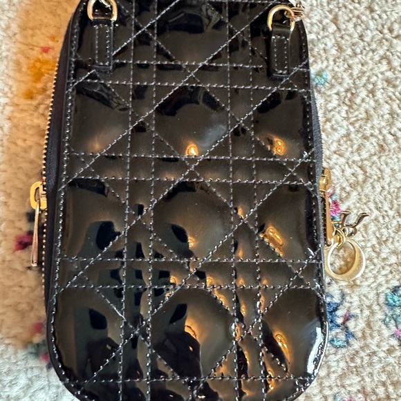 CHRISTIAN DIOR Lady Dior Canage Cell Phone Case Black Patent Cannage Calfskin - Picture 9 of 15